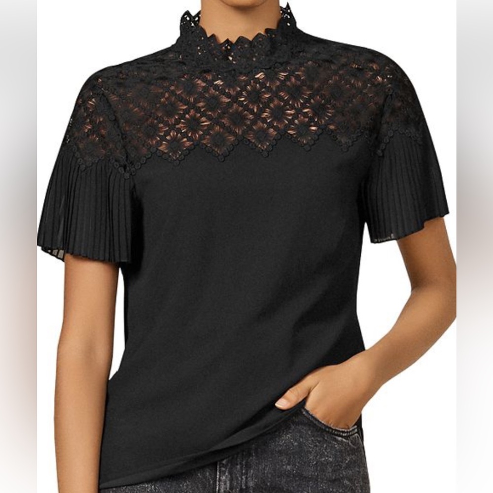 Sandro Rosi Guipure Lace-detail Top In Black